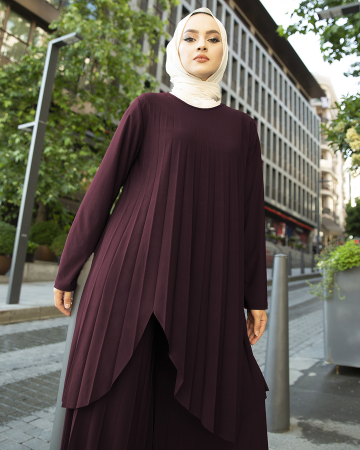 SB - Pliseli İkili Takım 180SB-9509 Bordo (1)
