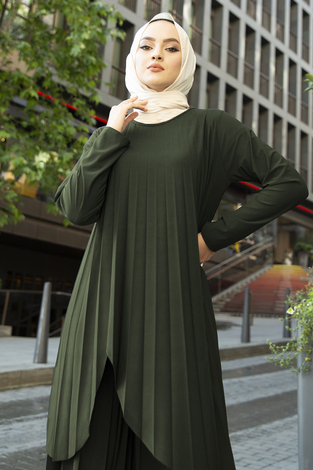 Pliseli İkili Takım 180SB-9509 Haki - Thumbnail