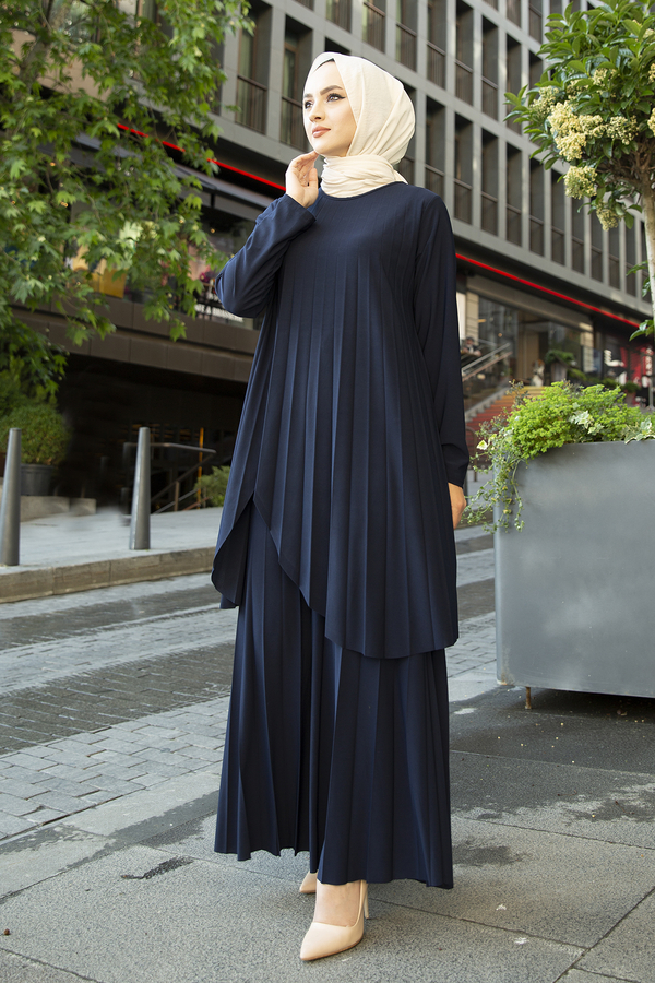 SB - Pliseli İkili Takım 180SB-9509 Lacivert
