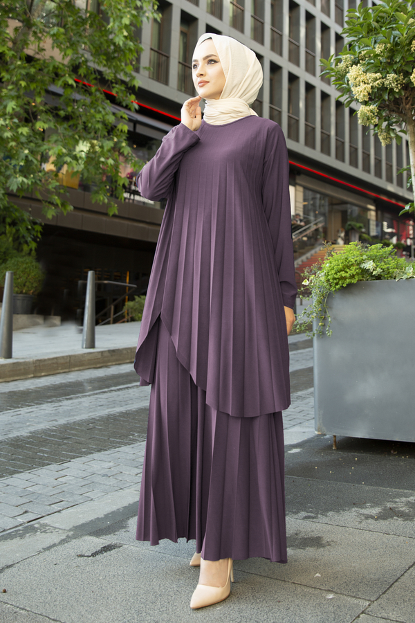 SB - Pliseli İkili Takım 180SB-9509 Lavanta
