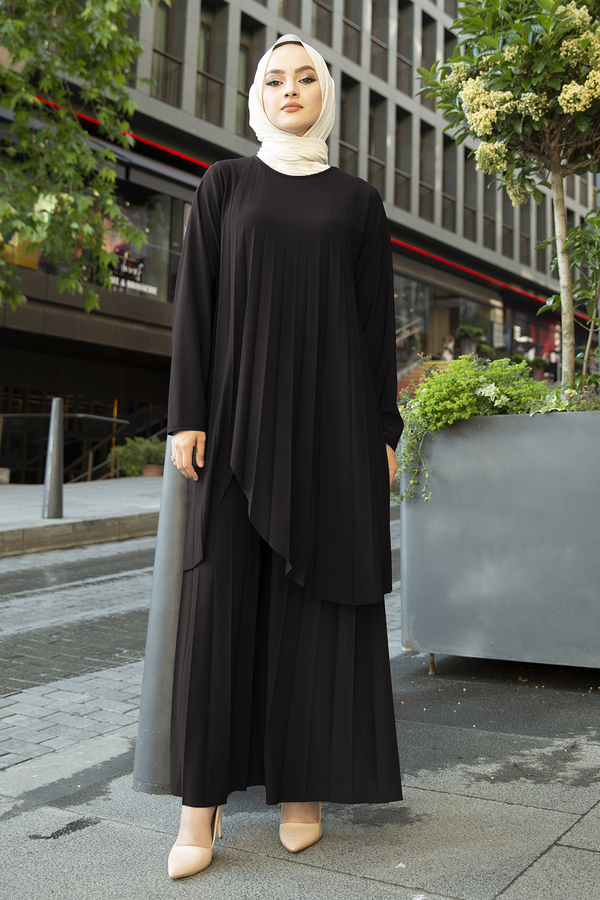 SB - Pliseli İkili Takım 180SB-9509 Siyah