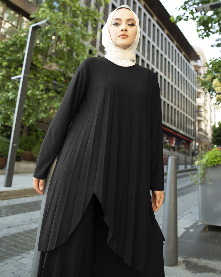SB - Pliseli İkili Takım 180SB-9509 Siyah (1)