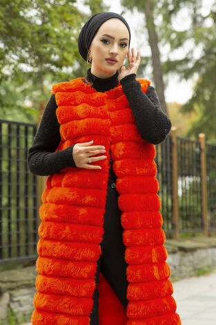 Plush Vest 2144-6 Orange - Thumbnail