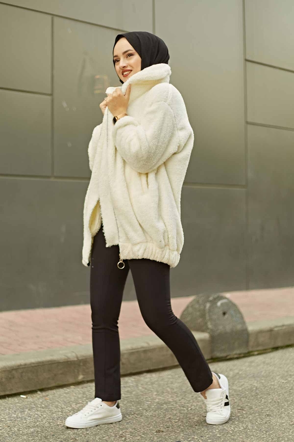 SB - plush cardigan 180SB9822 Ecru