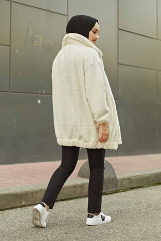 plush cardigan 180SB9822 Ecru - Thumbnail
