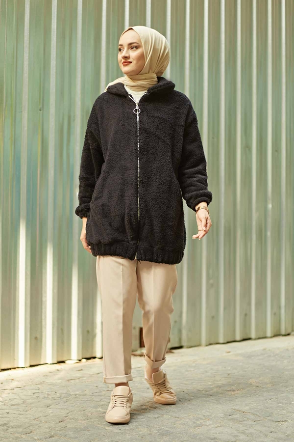 plush cardigan 180SB9822 Black plush cardigan 180SB9822 Black