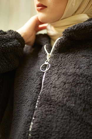 plush cardigan 180SB9822 Black - Thumbnail