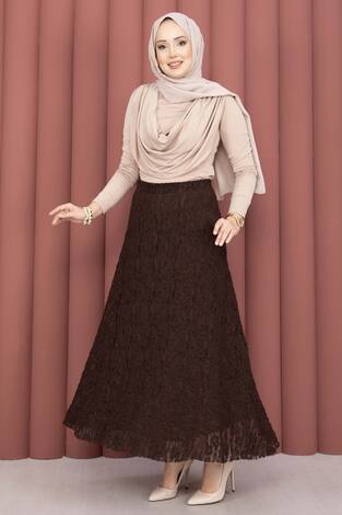 Premium Dantel Etek Kahve - Thumbnail