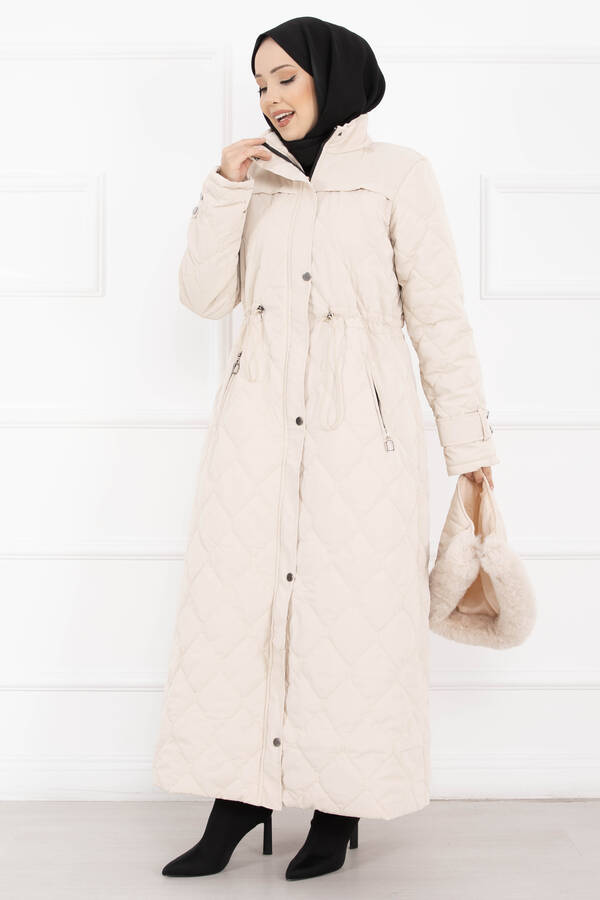 Oc - Premium Kürk Kapüşonlu Nova Kaban Taş