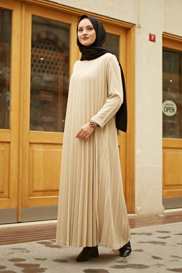 - PTK Triko Piliseli Elbise 4212-9 Vizon