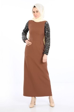 Pul Payet Detaylı Elbise 5560-03 - Thumbnail