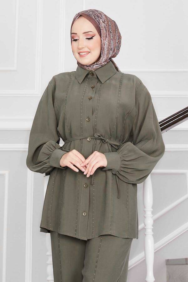 MD - Punto Dikişli Gömlek ve Pantolon Takım Haki (1)