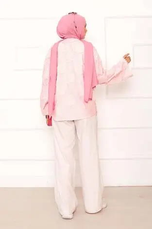 Püskül Detay Önü Bağlamalı Kimono Pembe - Thumbnail