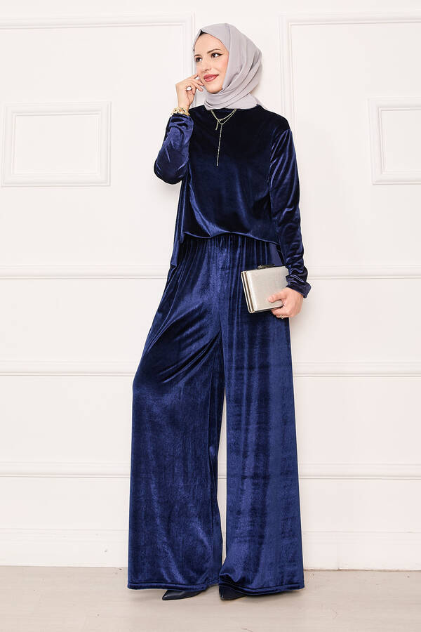 Özk - Rahat Kalıp Kadife İkili Takım Lacivert (1)