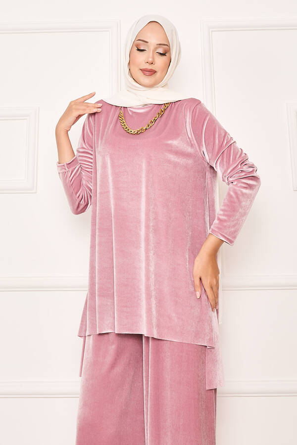 Özk - Rahat Kalıp Kadife İkili Takım Pudra (1)