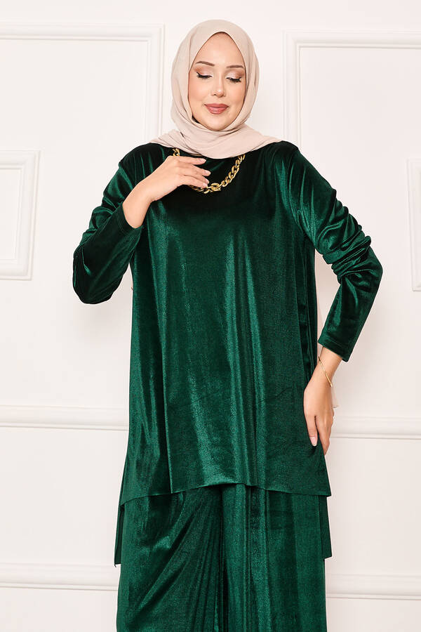Özk - Rahat Kalıp Kadife İkili Takım Zümrüt (1)