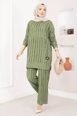 Rahat Kalıp Pantolonlu İkili Takım Haki