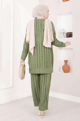 Rahat Kalıp Pantolonlu İkili Takım Haki - Thumbnail