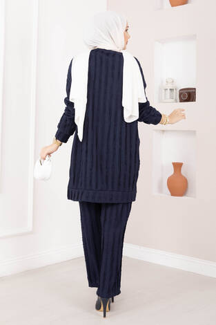 Rahat Kalıp Pantolonlu İkili Takım Lacivert - Thumbnail