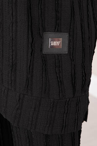 Rahat Kalıp Pantolonlu İkili Takım Siyah - Thumbnail