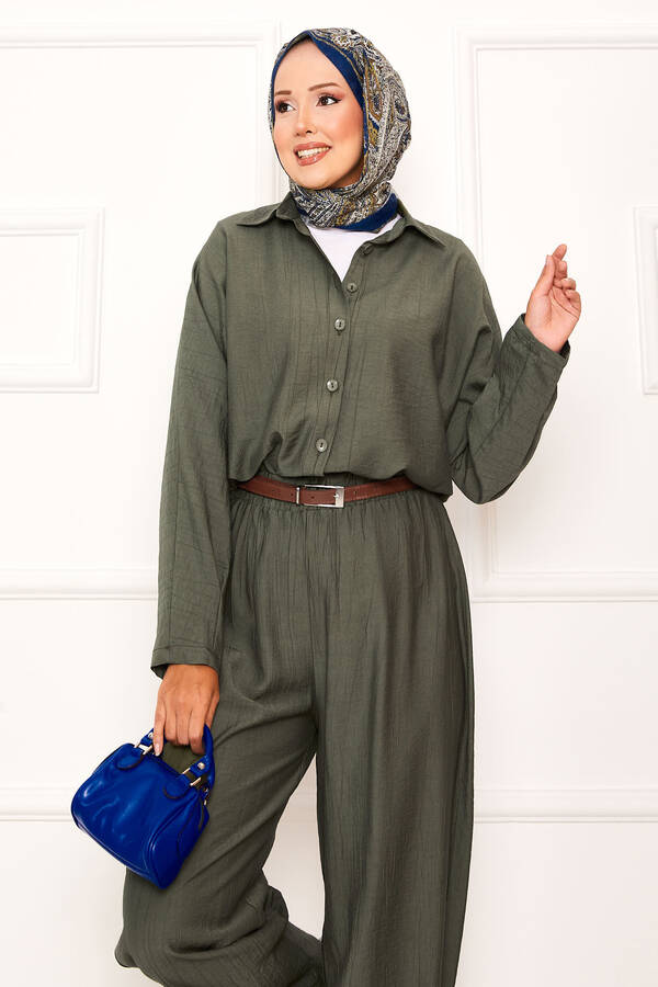 MD - Rahat Kalıp Şalvar Pantolonlu Takım Haki (1)