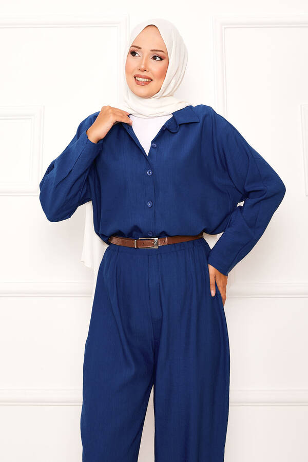 MD - Rahat Kalıp Şalvar Pantolonlu Takım İndigo (1) MD - Rahat Kalıp Şalvar Pantolonlu Takım İndigo (1)