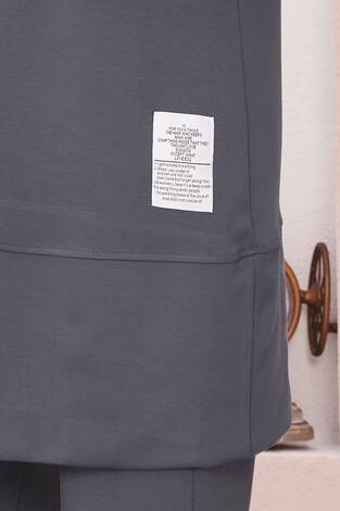 Relax Armalı Kapüşonlu Tesettür İkili Takım Füme - Thumbnail