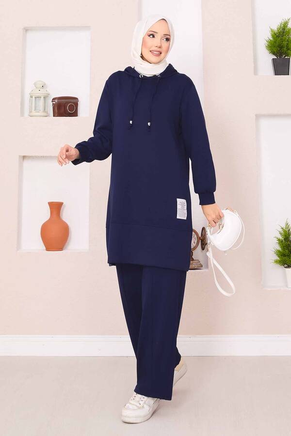 Nz - Relax Armalı Kapüşonlu Tesettür İkili Takım Lacivert