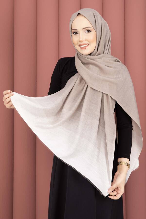 Ecn - Renk Geçişli Modern Şal Serisi Bej