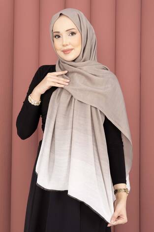 Renk Geçişli Modern Şal Serisi Bej - Thumbnail