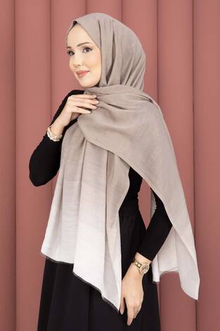 Renk Geçişli Modern Şal Serisi Bej - Thumbnail