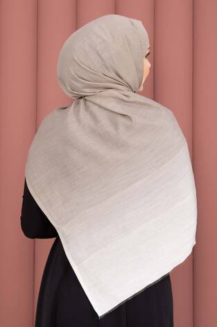 Renk Geçişli Modern Şal Serisi Bej - Thumbnail