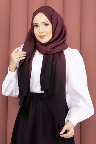 Renk Geçişli Modern Şal Serisi Bordo - Thumbnail