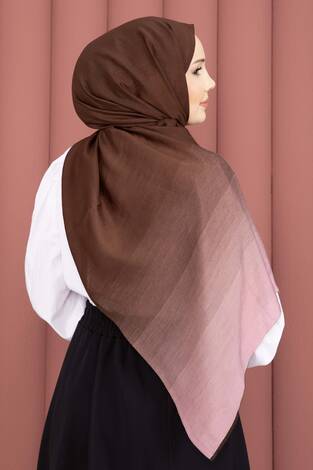 Renk Geçişli Modern Şal Serisi Kahve-Pudra - Thumbnail