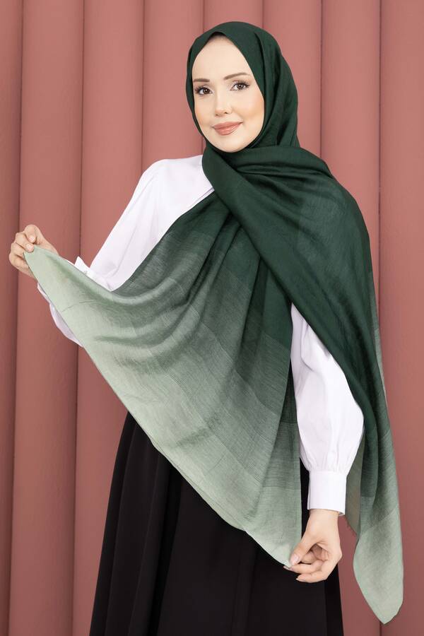Ecn - Renk Geçişli Modern Şal Serisi Zümrüt (1)
