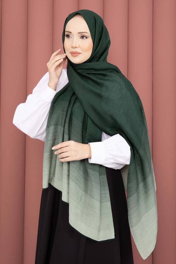 Ecn - Renk Geçişli Modern Şal Serisi Zümrüt