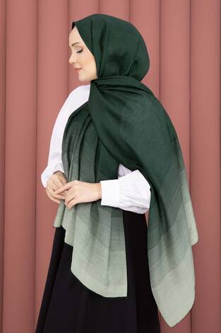 Renk Geçişli Modern Şal Serisi Zümrüt - Thumbnail