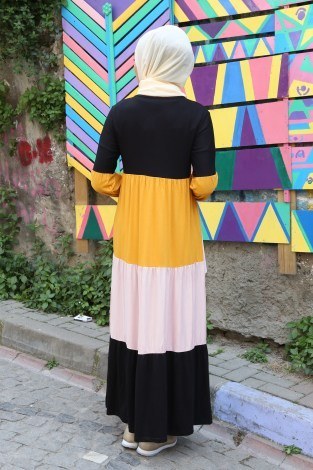 Renk Katmanlı Elbise 5489-04 - Thumbnail
