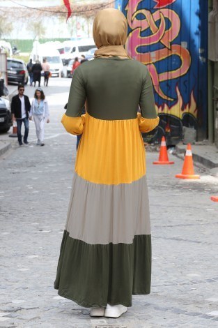 Renk Katmanlı Elbise 5489-06 - Thumbnail