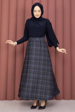 Retro Ekose Desen Scuba Etek Lila