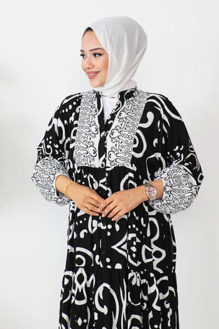 Robalı Desenli Tesettür Elbise -9 - Thumbnail