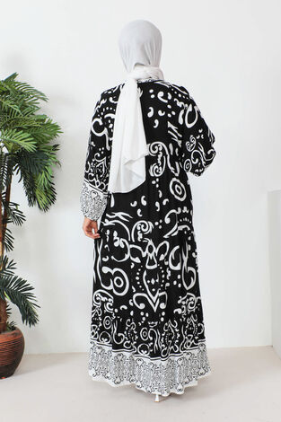 Robalı Desenli Tesettür Elbise -9 - Thumbnail