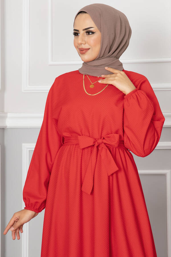 MD - Romina Beli Kuşaklı Tesettür Elbise -14 (1)