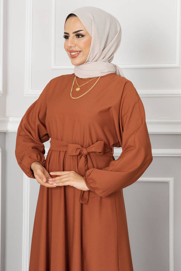 MD - Romina Beli Kuşaklı Tesettür Elbise -7 (1)