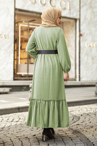 Ruffled kint dress 10064-2 Mint color - Thumbnail