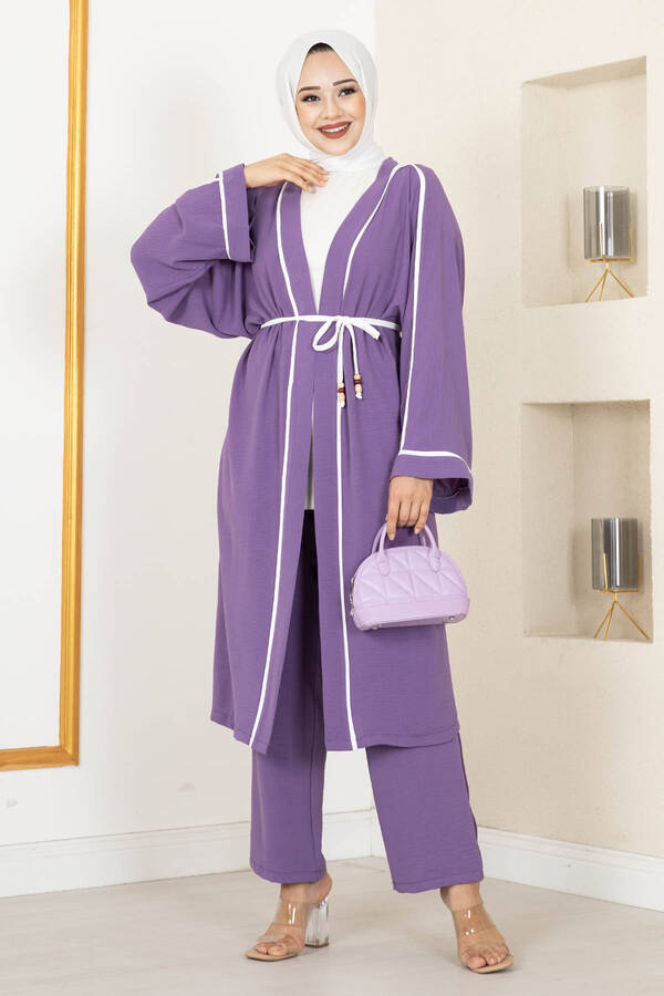 Rüya İkili Tesettür Kimono Lavanta