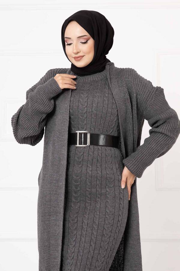 Kl - Saç Örgülü İkili Takım Gri (1)