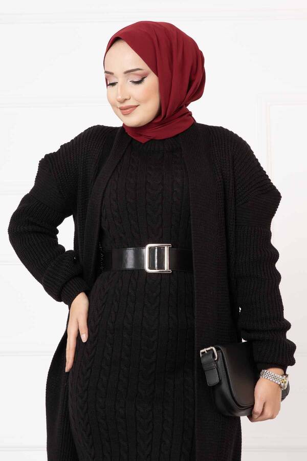 Kl - Saç Örgülü İkili Takım Siyah (1)