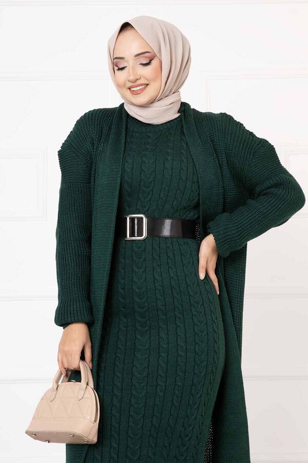 Kl - Saç Örgülü İkili Takım Zümrüt (1)