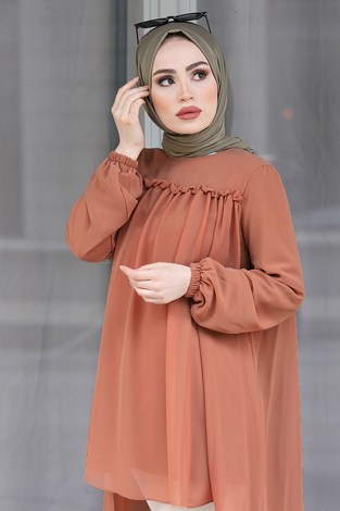 SAG Tarz Tunik 2634-5 Kahve - Thumbnail